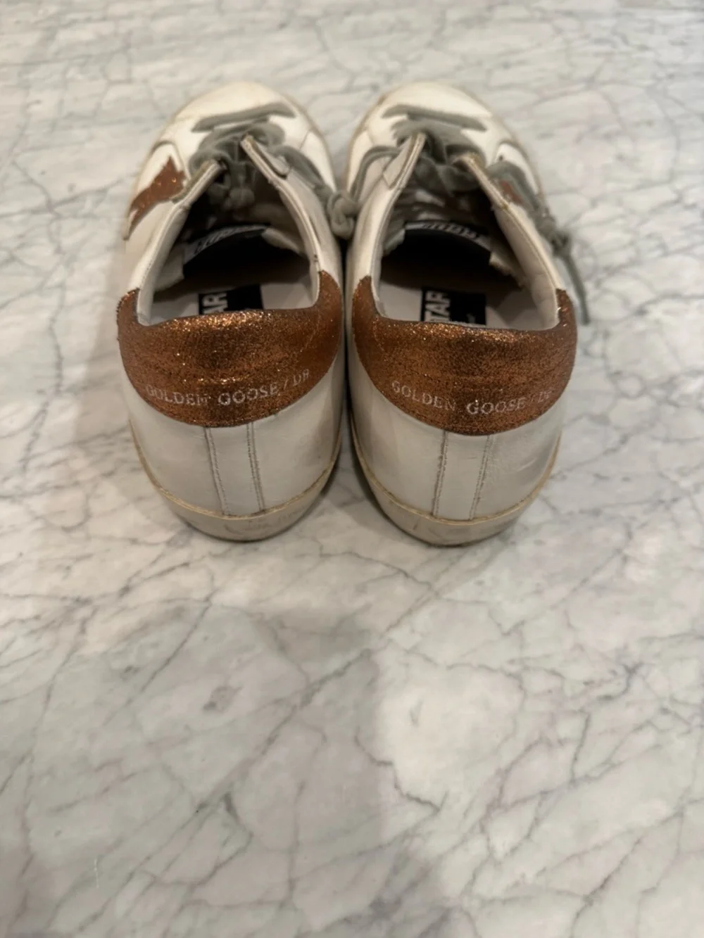 Golden Star White Leather Sneakers - Picture 3 of 6